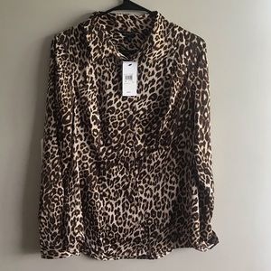 NWT Guess Leopard Print Satin Blouse